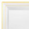 White with Gold Square Edge Rim Plastic Dinner Plates - 9.5" (120 Plates)